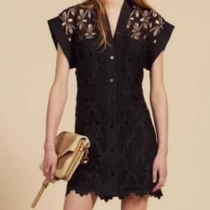NWT Sandro Black Guipure Crochet Dress Sz 36/Small